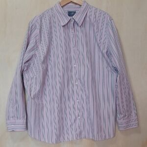 Chaps Classic No Iron Lilac Striped Button Up Top Plus Size 3X
